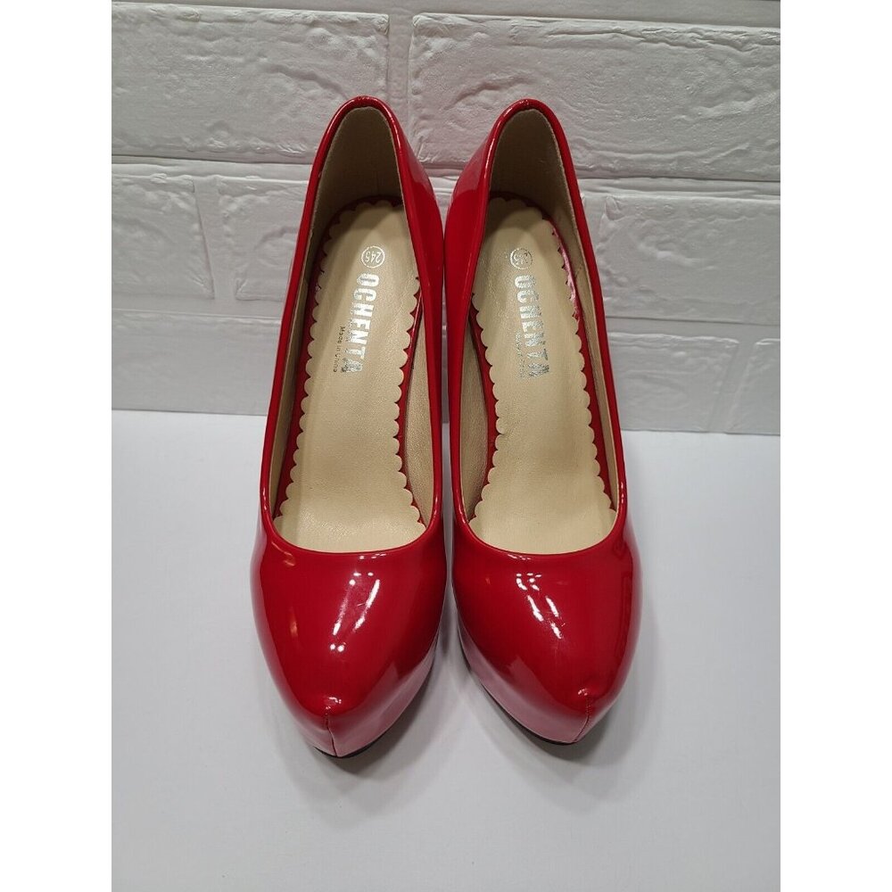 Ochenta Womens Platform Slip-On High Heels Red Size 7.5